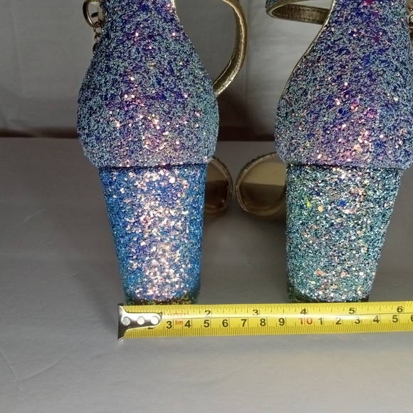 NEW! Sparkling GUESS Block High Heel OPEN TOE Shoes Metallic FORMAL PROM… - Picture 10 of 14